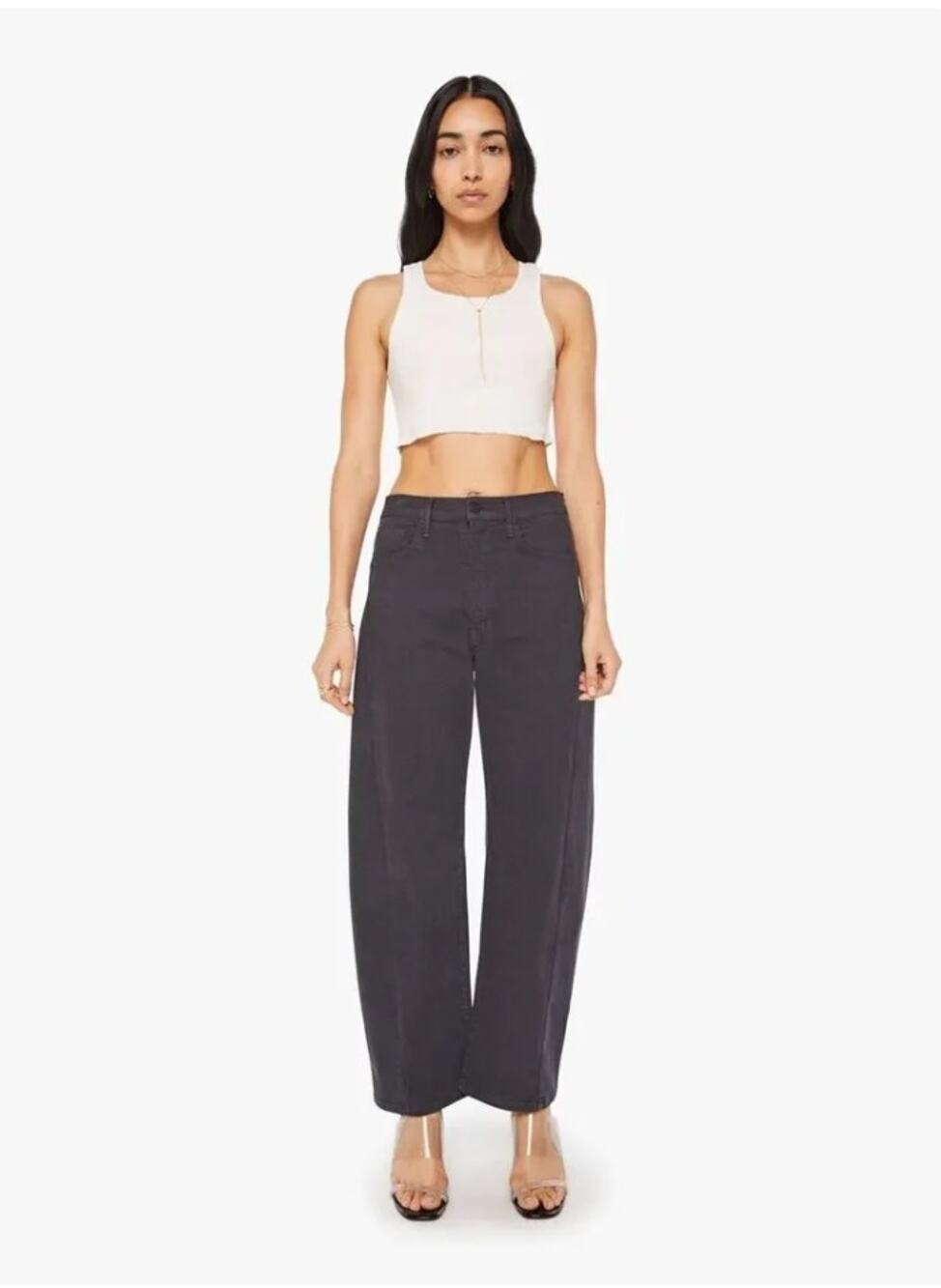 Mother The Half-Pipe Flood Wide Leg Jean Barrel Cats & Dogs Faded Black Size 34